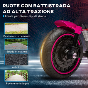 Moto Elettrica per Bambini 6V con Rotelle Rosa e Nero