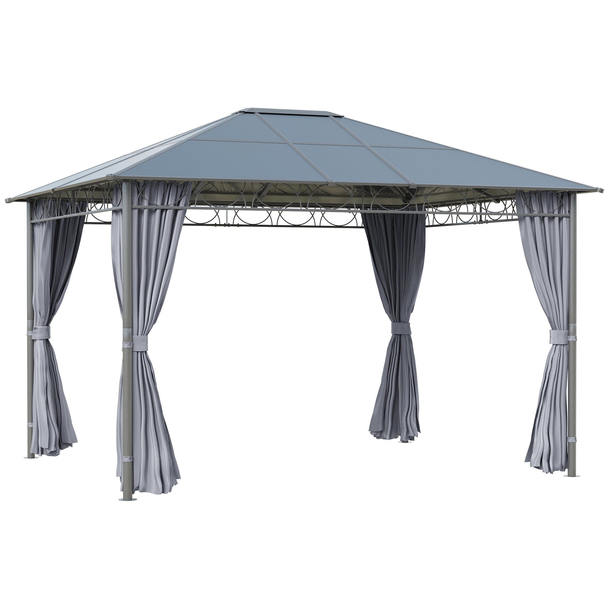 Gazebo da Giardino 3,6x3m Tetto in Policarbonato Grigio