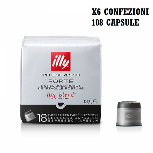 Illy capsule caffè iperespresso tostato forte nero, 6 confezioni da 18 capsule, totale 108 capsule