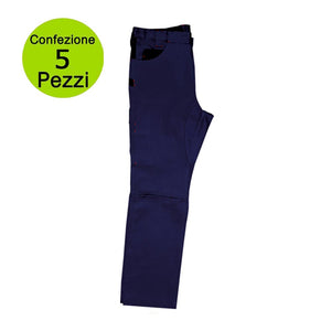 Multipack da 5 pz tg. xxl pantaloni da lavoro professionali delta 240 gr blu/nero