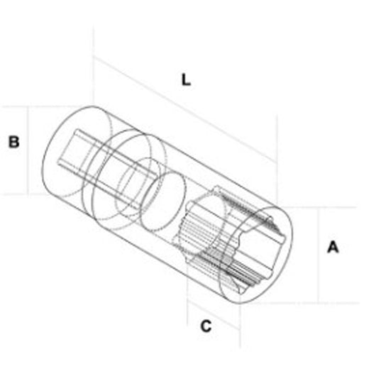 CHIAVE A BUSSOLA 1/2″ RINFORZATA ESAGONALE 25mm SERIE LUNGA ACCIAIO Cr-Mo FASANO FG628/L25