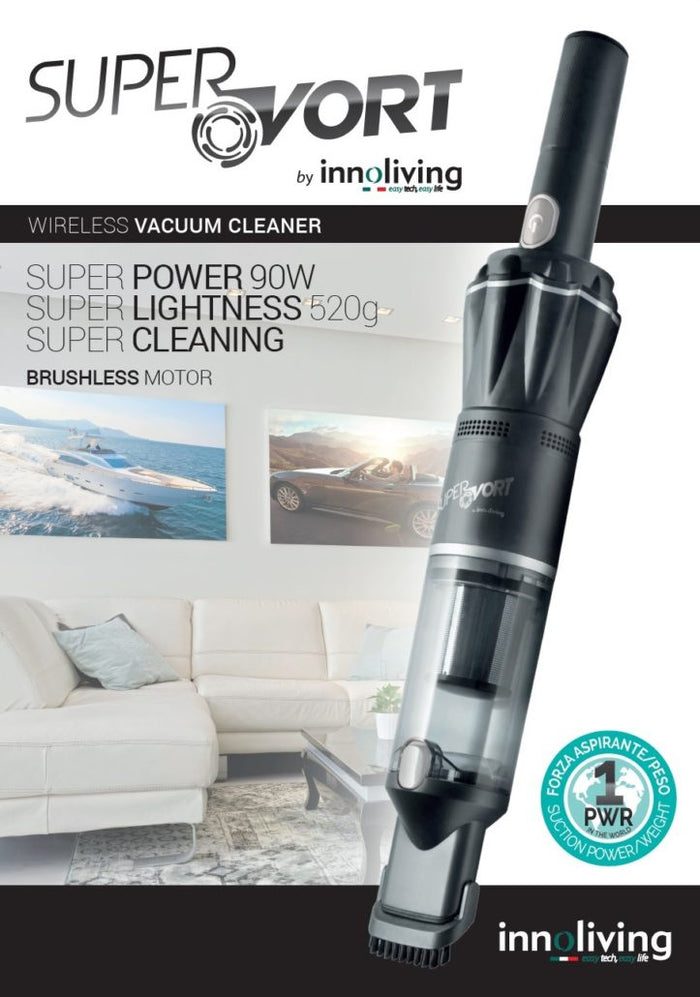 Aspirapolvere Wireless Con Potenza Super-Aspirante. Executive Kit White Innoliving INN-656