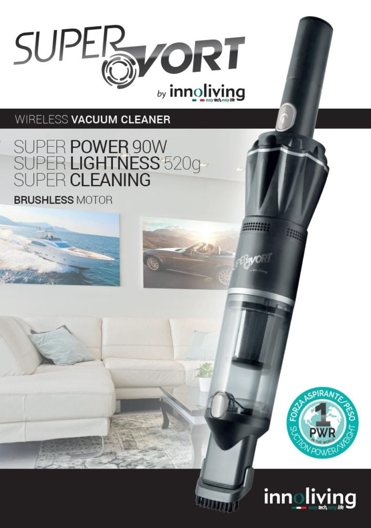 Aspirapolvere Wireless Con Potenza Super-Aspirante. Executive Kit White Innoliving INN-656