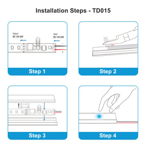 Interruttore LED Dimmer Touch Da Incasso CCT con Memoria 0V e Cambio della Temperatura Colore Tensione di Ingresso 12V-24V DC Tensione di Uscita 12V-24V DC Altezza della Molla 20mm