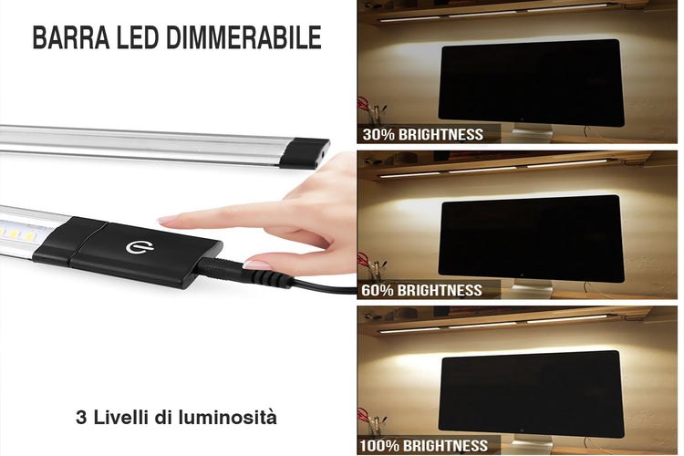 Interruttore Led Dimmer PWM Touch 12V DC 5A con 3 intensita per Barra Led Sottopensile Armadio Cucina Bagno