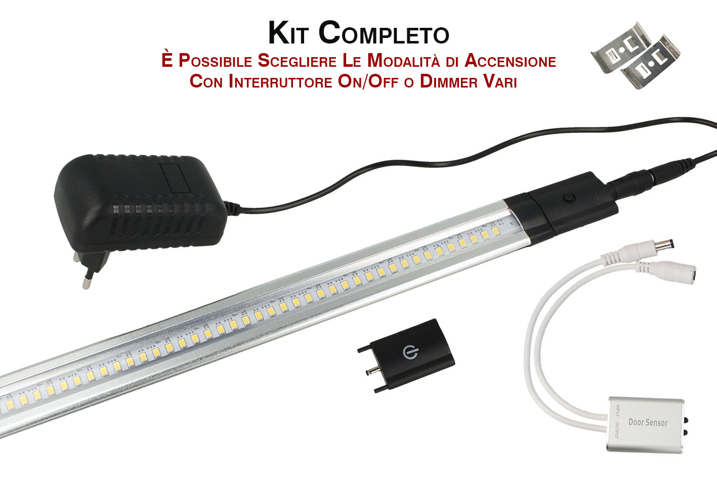 Interruttore Led Dimmer PWM Touch 12V DC 5A con 3 intensita per Barra Led Sottopensile Armadio Cucina Bagno