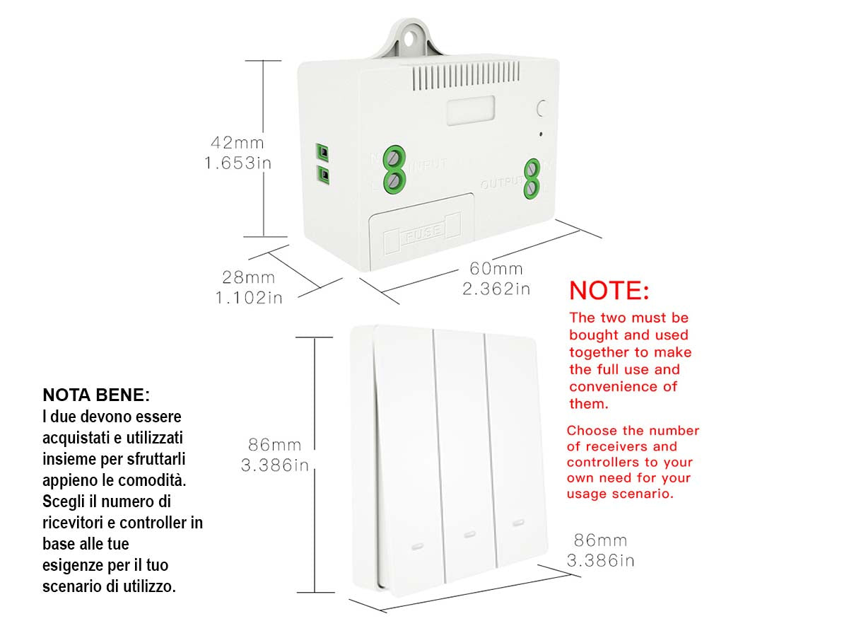 Interruttore RF Wireless Telecomando Senza Batteria Pila 3 Tasti Impermeabile IP65 Per Multi Ricevitori CL8220 Batteryless