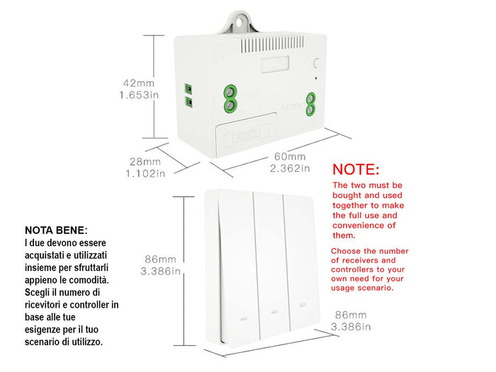 Interruttore RF Wireless Telecomando Senza Batteria Pila 3 Tasti Impermeabile IP65 Per Multi Ricevitori CL8220 Batteryless