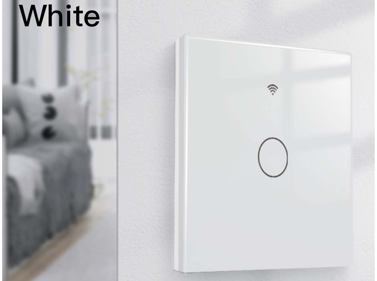 Interruttore Wifi Da Parete 86X86 Pannello Touch 1 Tasto Colore Bianco WiFi + RF 433 Compatibile con Amazon Alexa e Google Home