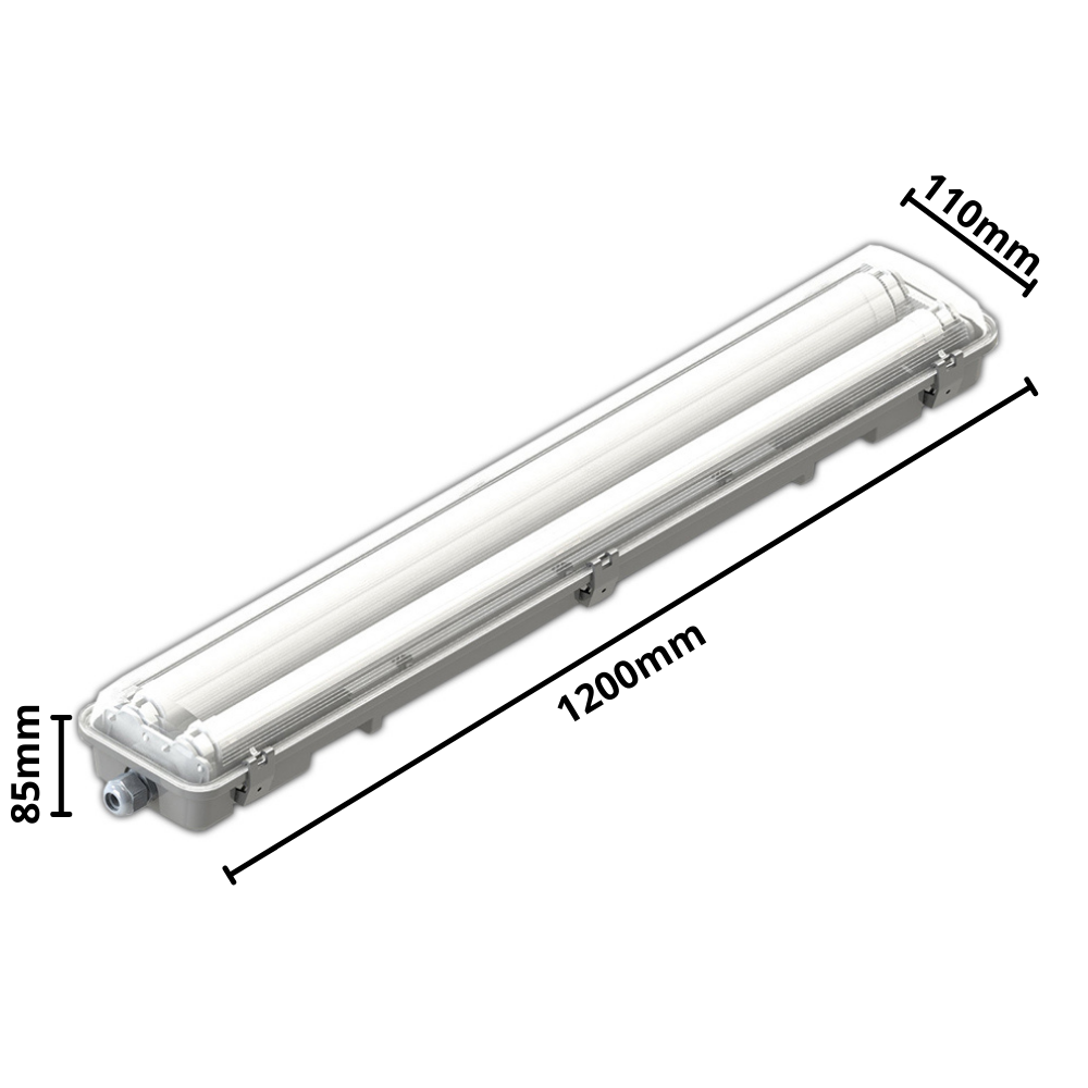 Plafoniera led 36watt impermeabile 2 tubi t8 120centimetri risparmio energetico temperatura 4500k 