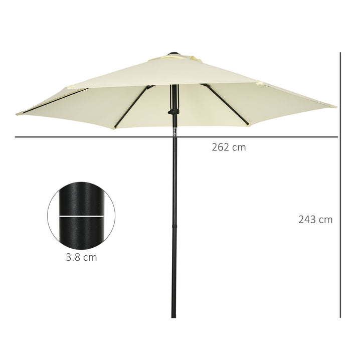 Ombrellone da Giardino Ø262x243 cm in Metallo e Poliestere Beige