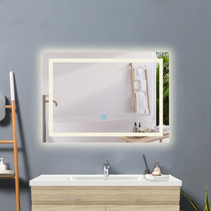 AICA IT Specchio Da Bagno Rettangolare Da 120x80cm con LED, Antiappannamento, 3 Temperature Colore