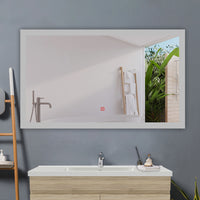 AICA Specchio da bagno a LED, Rettangolare 60 x 50 cm, Anti nebbia, Regolabile 3 LED di colore, Funzione Memoria