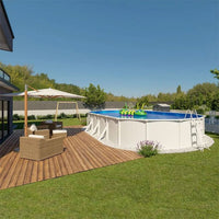 Piscina Fuori Terra Ovale Steel White - 9,15 X 4,60 X H. 1,32 M - Kit Base