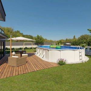 Piscina Fuori Terra Ovale Steel White - 9,15 X 4,60 X H. 1,32 M - Kit Base