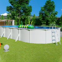 Piscina Fuori Terra Ovale Steel White - 9,15 X 4,60 X H. 1,32 M - Kit Base