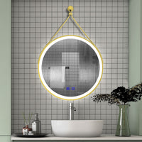 AICA IT Specchio Da Bagno Rotondo Da 60cm con LED, Struttura In Alluminio Oro, Antiappannamento, 3 Temperature Colore