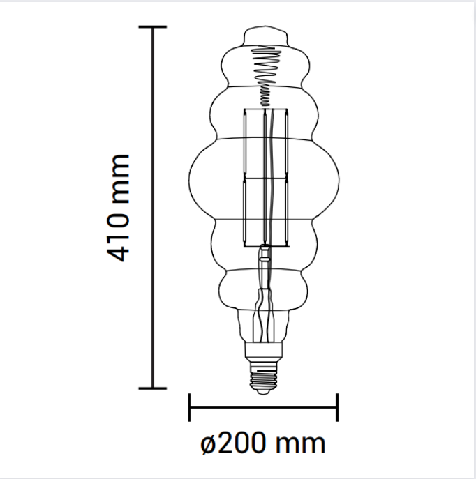 Lampada led bulbo e27 8 watt bd200 filamento risparmio energetico 1800k