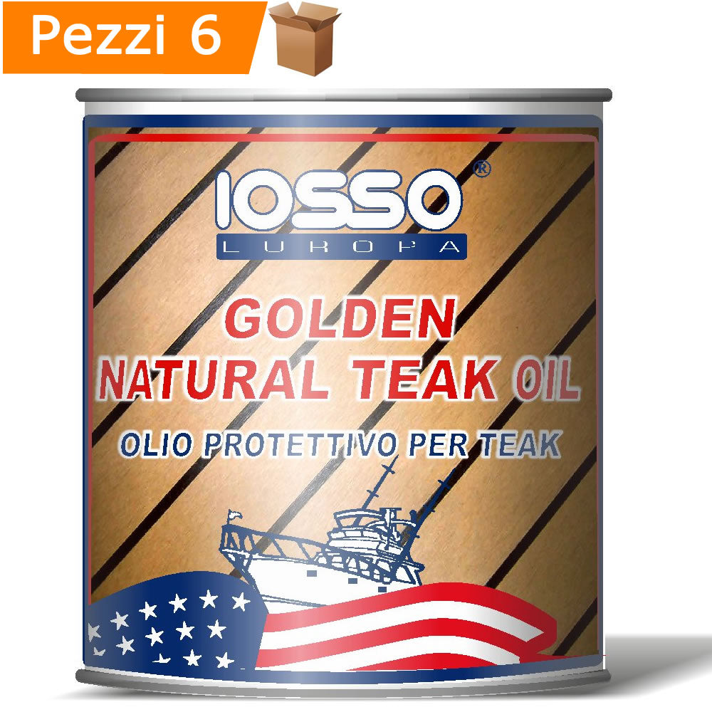 Multipack 6 pezzi iosso golden natoral teak oil olio per teak litri 0,750