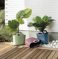 FOR2 VERDE SALVIA, borsa multiuso in plastica indoor/outdoor, con manici, semirigida, made in Italy