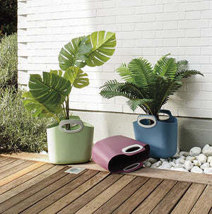 FOR2 VERDE LIME, borsa multiuso in plastica indoor/outdoor, con manici, semirigida, made in Italy