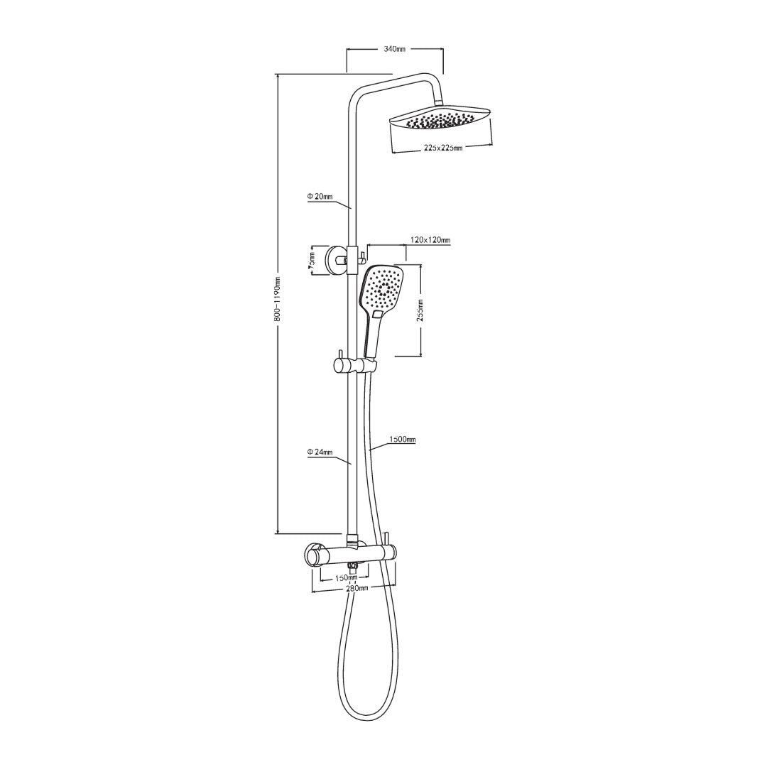 Colonna doccia attrezzata mix ottone cromato 2 funzioni *** confezione 1