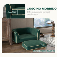 Cuccia Divano per Cani Taglia Piccola e Media con Cuscino 79x56x35 cm in Velluto Verde Scuro