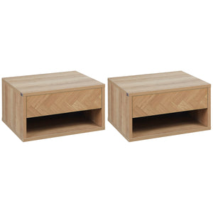 Set 2 Comodini Sospesi 37x32x21 cm in Legno Naturale