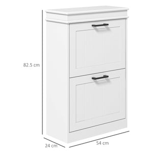 Scarpiera Salvaspazio Design Moderno 2 Cassetti Ribaltabili 54x24x82,5 cm Bianco