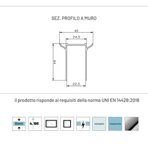 Lato fisso per porta pieghevole edera lf110t 6 millimetri chrome ix box shower *** misure 67-70xh195 cm trasparente, ...