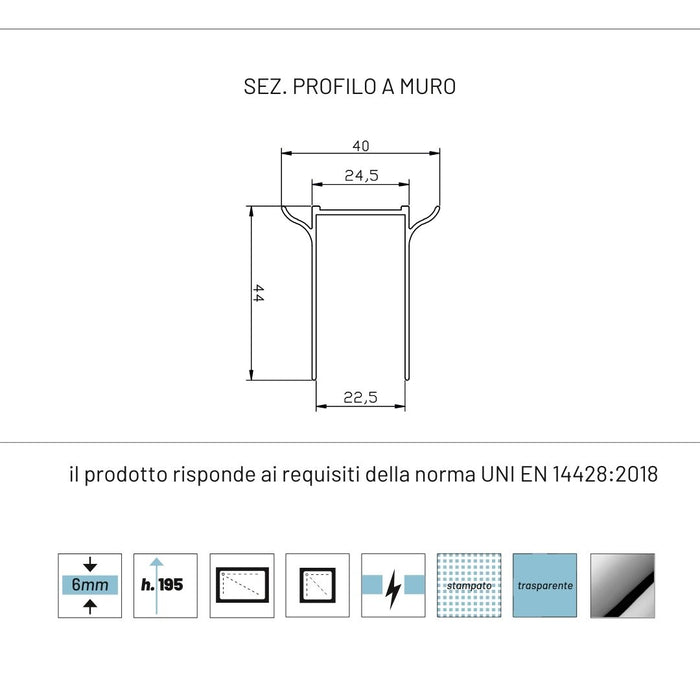 Lato fisso per porta pieghevole edera lf110t 6 millimetri chrome ix box shower *** misure 67-70xh195 cm trasparente, ...