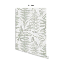 Carta da parati adesiva Fern in vinile verde salvia chiaro- 1 rotolo 50x300 cm-Decochic