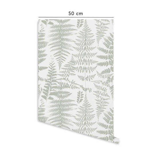 Carta da parati adesiva Fern in vinile verde salvia chiaro- 1 rotolo 50x300 cm-Decochic