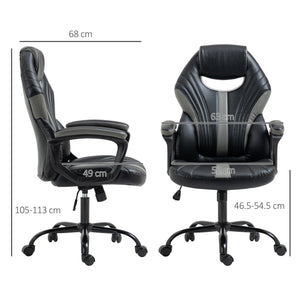 Sedia da Gaming Ergonomica 63x68x105-113cm in Similpelle Nero e Grigio