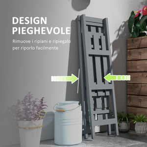 Portapiante Verticale 3 Livelli a Doghe 100x36x112 cm in Legno di Abete Grigio