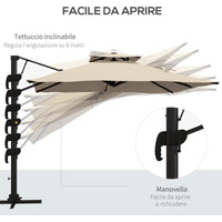 Ombrellone da Giardino Decentrato 3x3 m in Alluminio e Poliestere Khaki