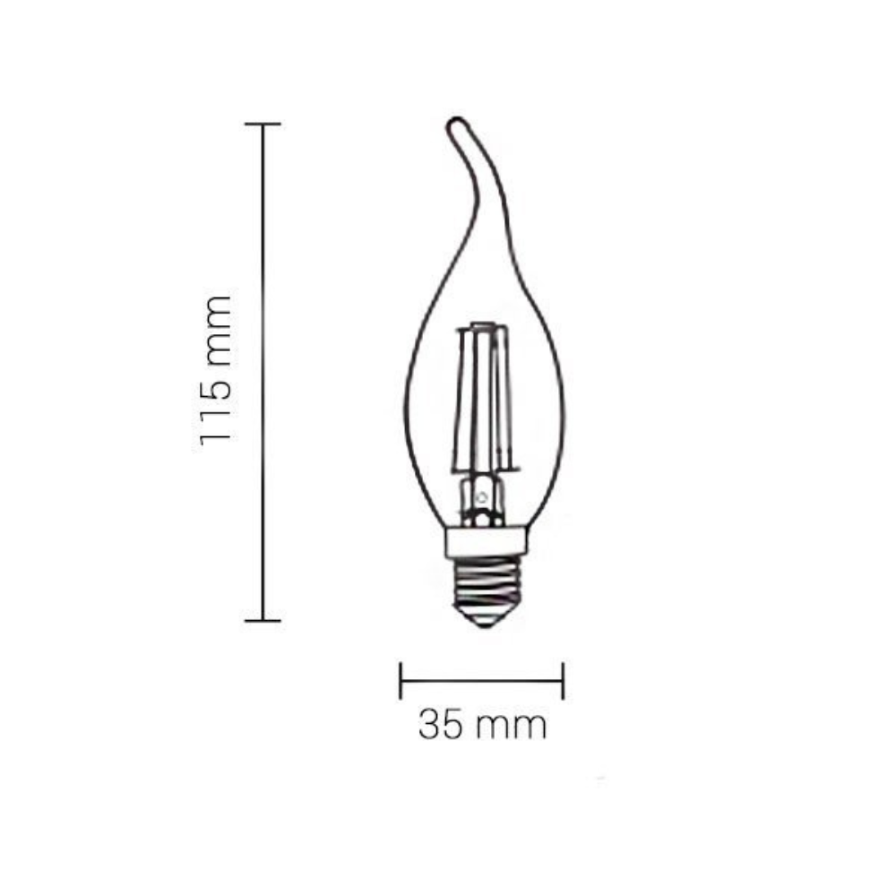 Lampadina led filamento colpo di vento attacco e14 potenza 4 watt temperatura colore lampada 2700k bianco caldo