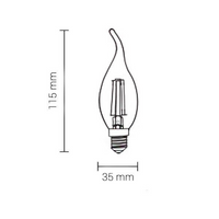 Lampadina led filamento colpo di vento attacco e14 potenza 4 watt temperatura colore lampada 2700k bianco caldo