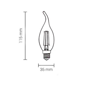 Lampadina led filamento colpo di vento attacco e14 potenza 4 watt temperatura colore lampada 2700k bianco caldo