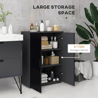 Mobiletto Bagno 2 Ante 3 Ripiani 60x30x82 cm in Legno Nero