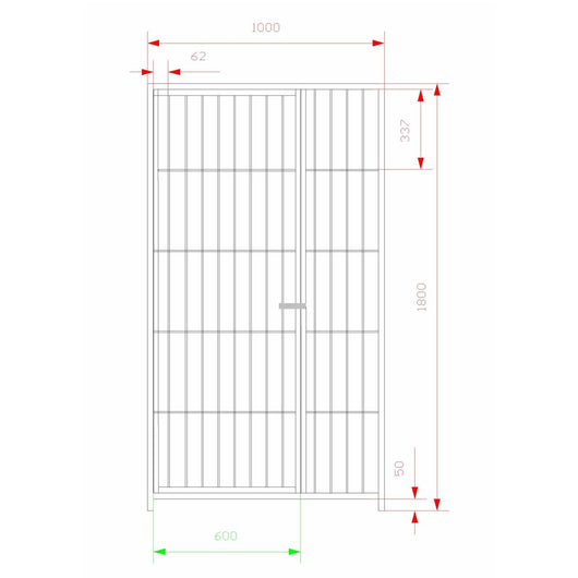 Cancello per giardino orto urbanistica zincato a caldo da 100xh180 cm