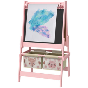 Lavagna per Bambini 3 in 1 54x46,5x93 cm con Cavalletto Rosa