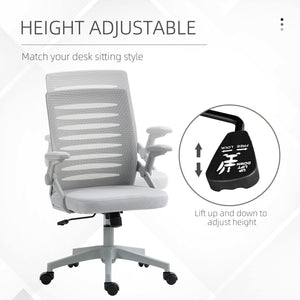 Sedia da Ufficio Ergonomica con Altezza Regolabile e Braccioli Sollevabili   Grigio