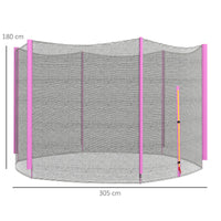 Rete di Protezione per Trampolini a 6 Pali con Ingresso con Cerniera Ø305x180 cm in PE Nero e Rosa