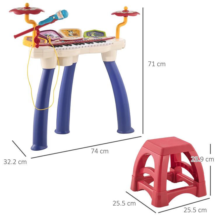 Pianola 32 Tasti  con Sgabello e Microfono Karaoke Mp3 e Registratore  Multicolore