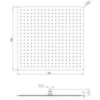 Soffione doccia quadrato acciaio inox 2 mm spessore effetto pioggia varie misure bagno *** misure 500x500x2 mm 324 ug...