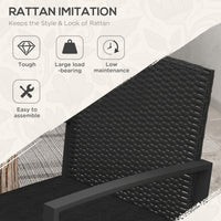 Set Tavolino e 2 Sedie da Giardino  Effetto Rattan Nero