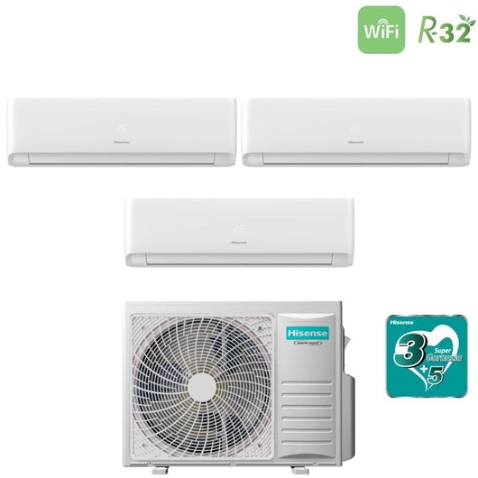 Climatizzatore Condizionatore Hisense Trial Split Inverter serie ECOSENSE 7+7+9 con 3AMW72U4RJC R-32 Wi-Fi Integrato 7000+7000+9000