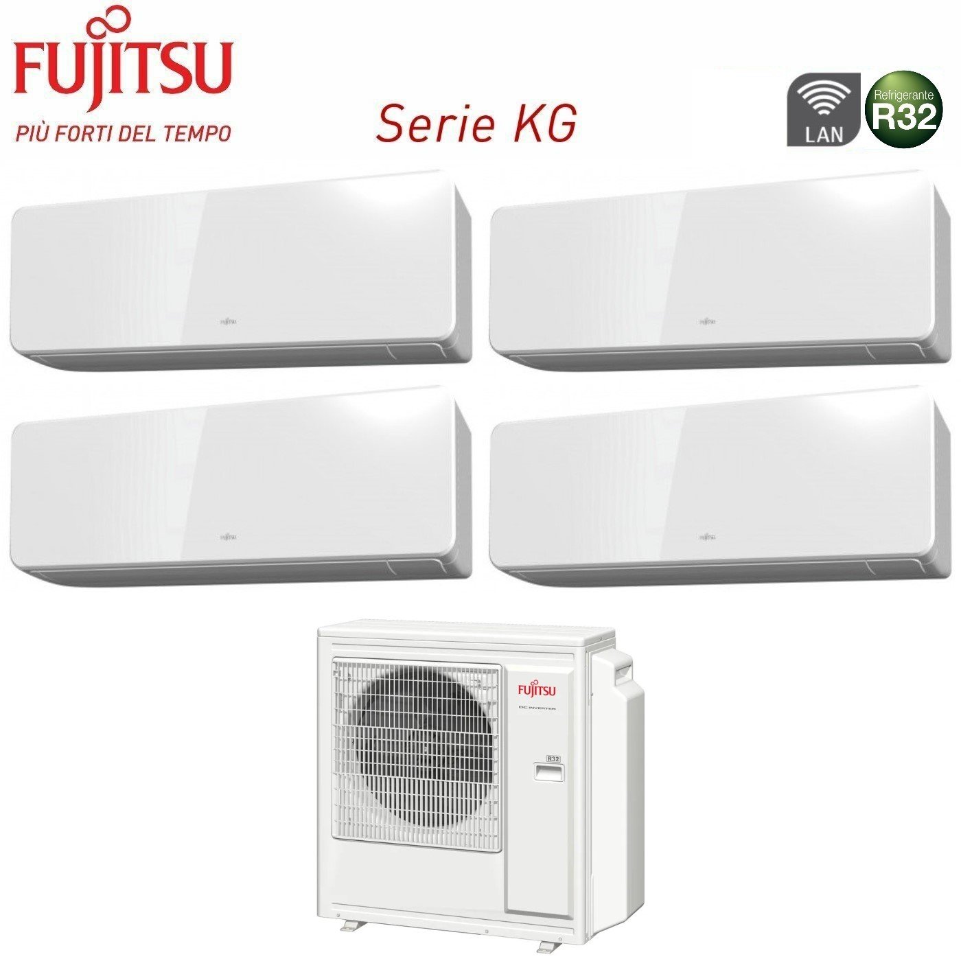 Climatizzatore Condizionatore Fujitsu Quadri Split Inverter serie KG 12+12+12+12 con AOYG30KBTA4 R-32 Wi-Fi Integrato 12000+12000+12000+12000