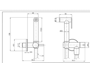 Kit idroscopino acqua calda e fredda con shut-off azionamento a leva ottone *** finitura- nero tondo, confezione 1